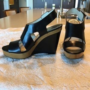 Michael Kors black leather wedges